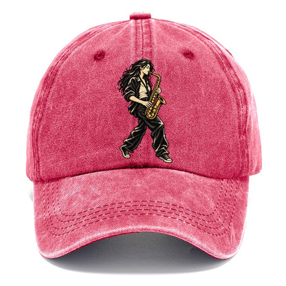 Woman Playing Saxophone Classic Cap – Pomegranate Blush