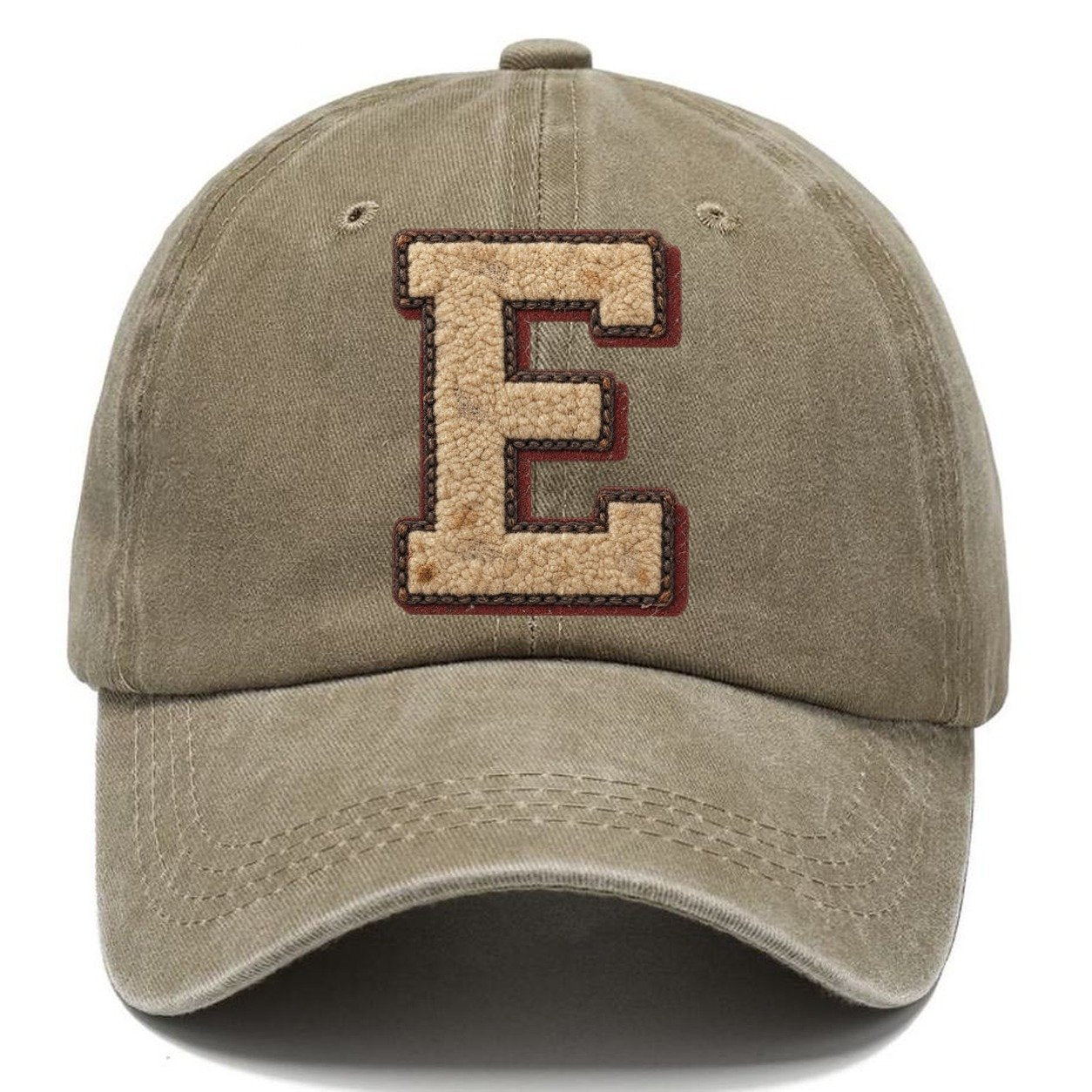 Varsity Chenille E Monogram Classic Cap – Warm Sand