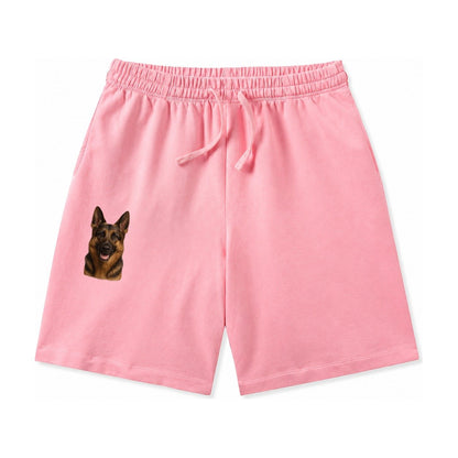 German Shepherd Portrait Washed Shorts – Pink