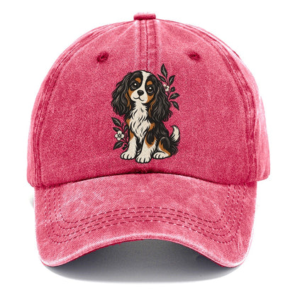 Cavalier Spaniel with Flowers Classic Cap – Pomegranate Blush