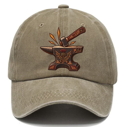 Village Blacksmith Anvil And Hammer Uk Culture Heritage Classic Cap – Warm Sand