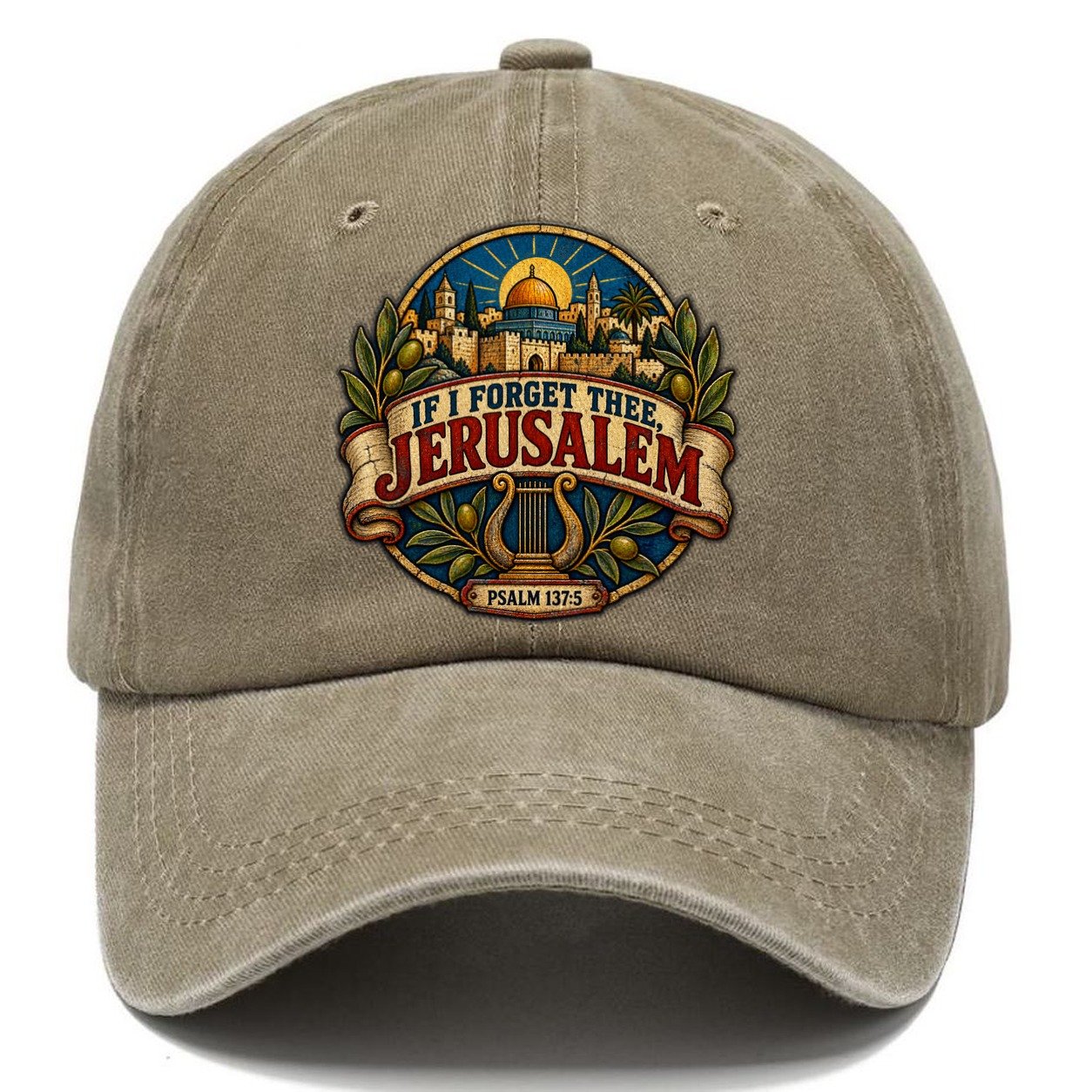 Psalm If I Forget Thee Jerusalem Classic Cap – Warm Sand