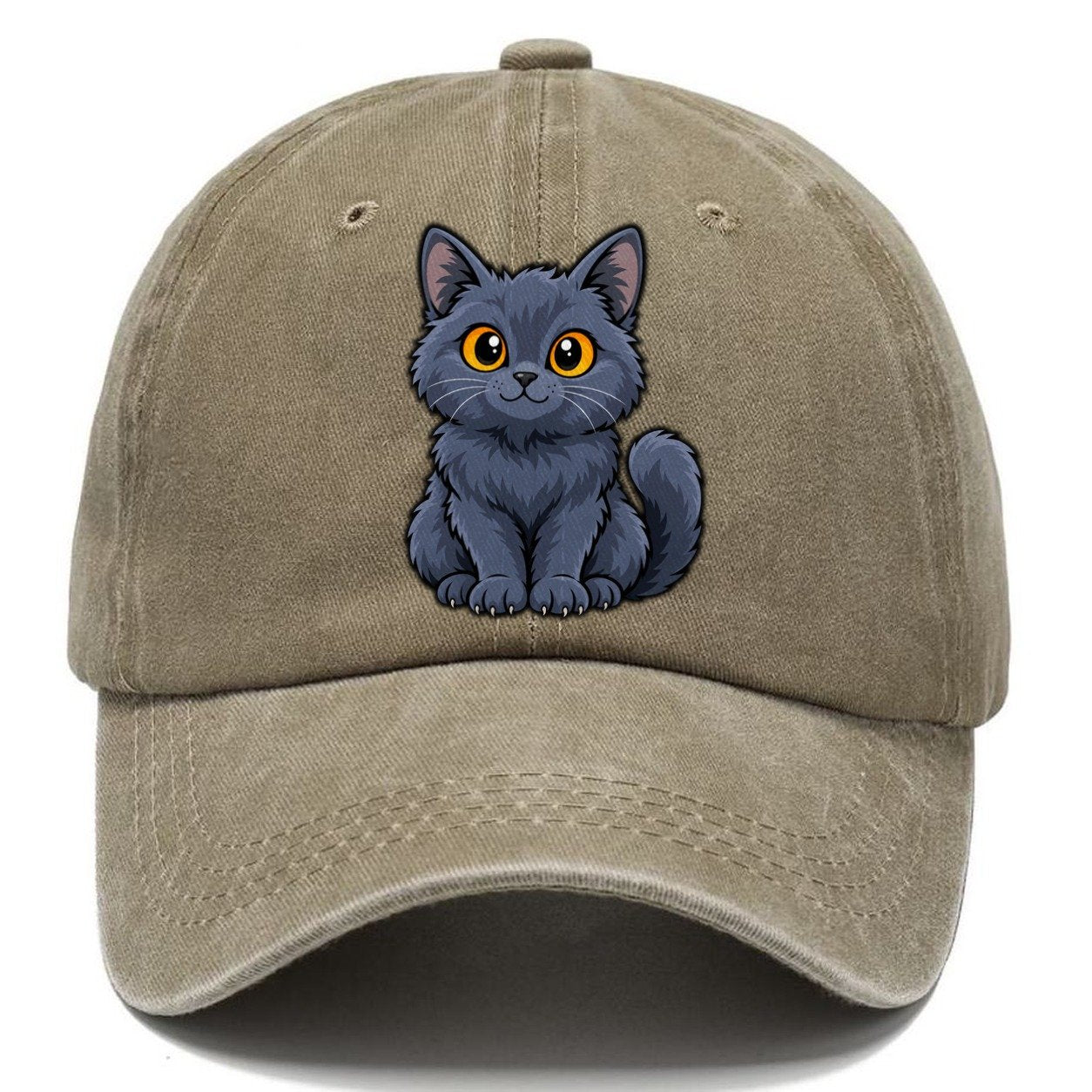 Chartreux Smiling Sit Peeking Cats Classic Cap – Warm Sand
