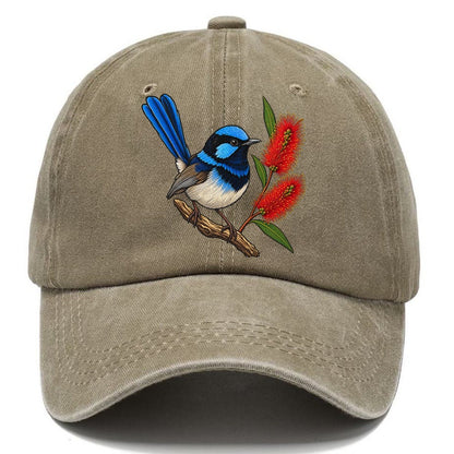 Superb Fairywren And Bottlebrush Australia Cultural Icons Classic Cap – Warm Sand
