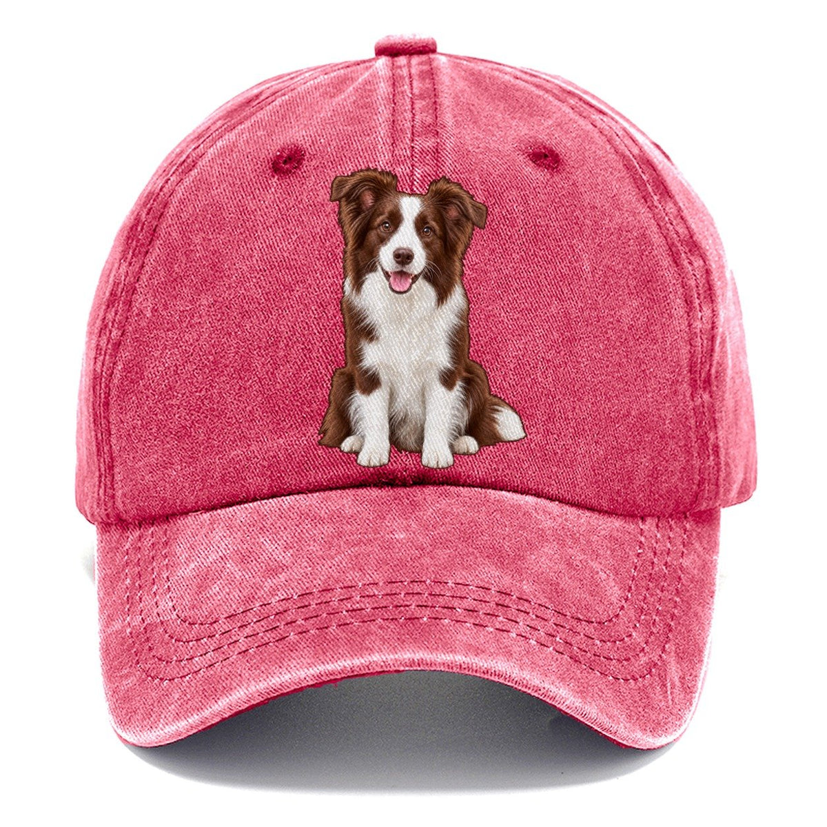 Brown And White Border Collie Classic Cap – Pomegranate Blush