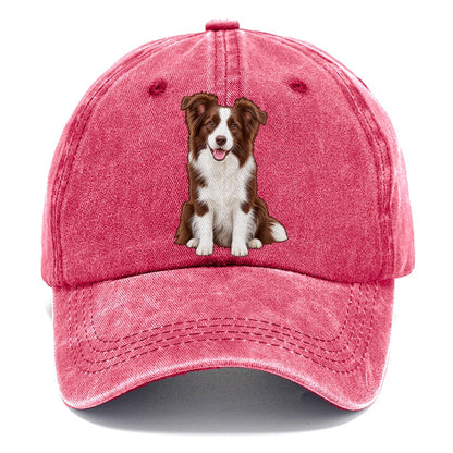 Brown And White Border Collie Classic Cap – Pomegranate Blush