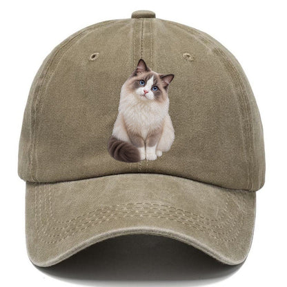 Ragdoll Seated Portrait Realistic Cat Portrait Classic Cap – Warm Sand