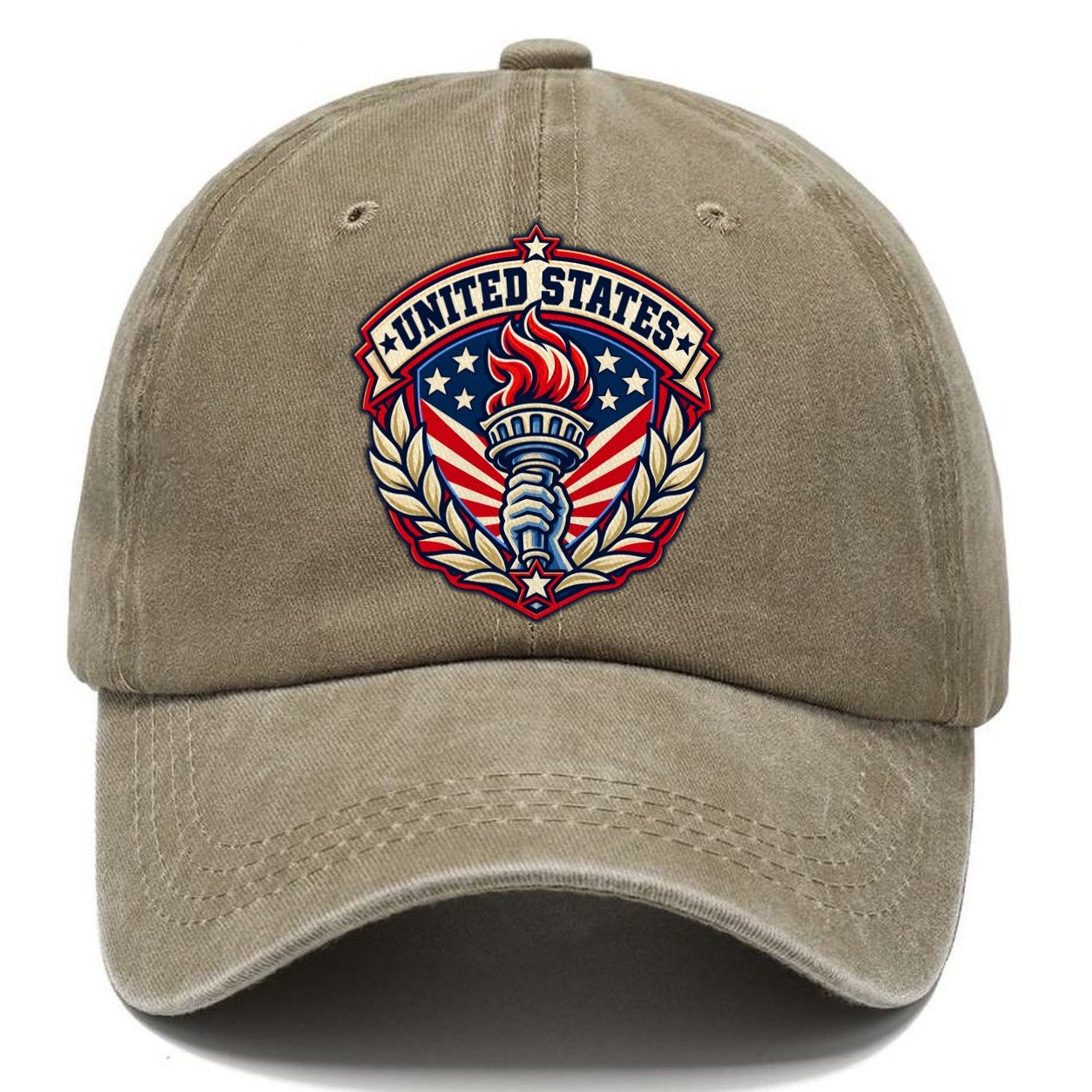 United States Retro Badge Country Logos Classic Cap – Warm Sand