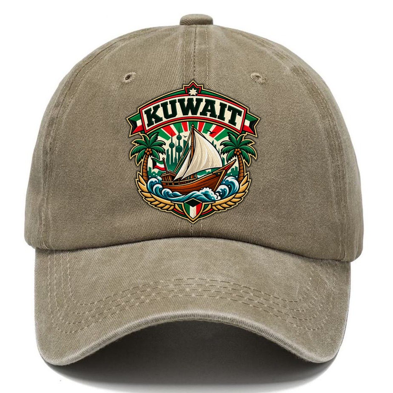 Kuwait Retro Badge Country Logos Classic Cap – Warm Sand