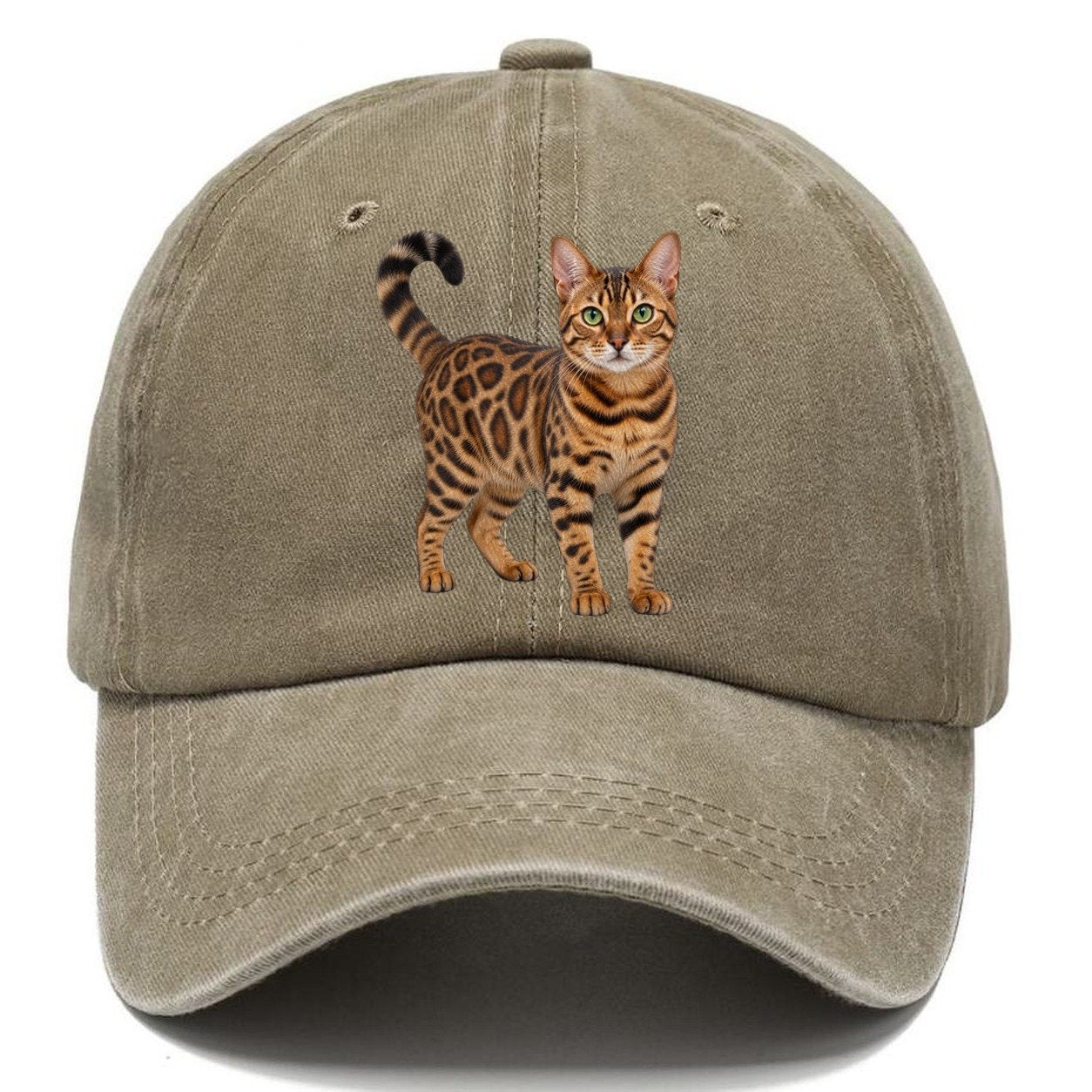 Bengal Standing Three Quarter Realistic Cat Portrait Classic Cap – Warm Sand
