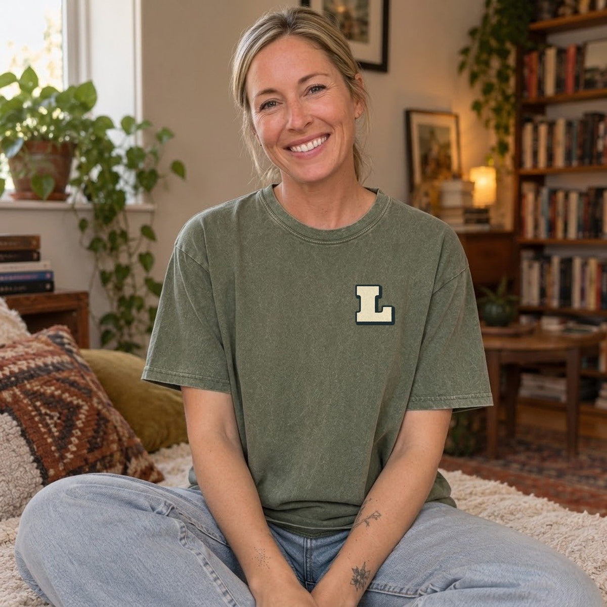Army Green — worn by a model
