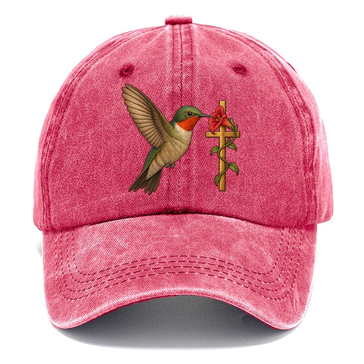 Hummingbird With Cross Classic Cap – Pomegranate Blush
