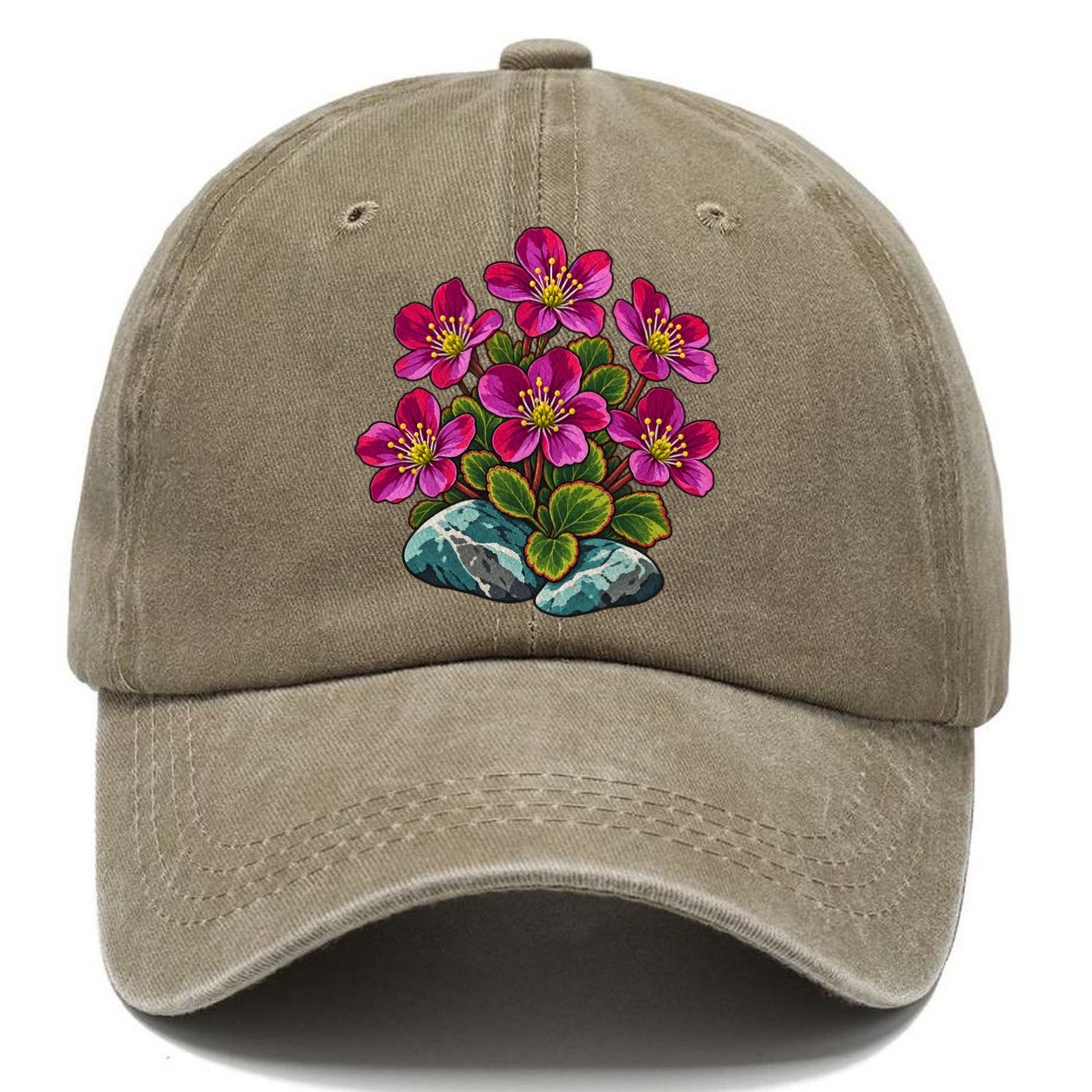 Nunavut Purple Saxifrage Canada Cultural Icons Classic Cap – Warm Sand