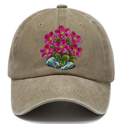 Nunavut Purple Saxifrage Canada Cultural Icons Classic Cap – Warm Sand