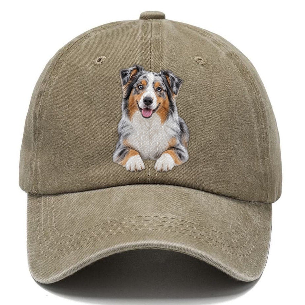 Australian Shepherd Sitting Top Breeds Classic Cap – Warm Sand
