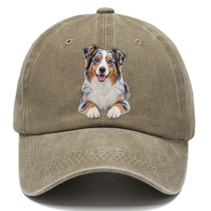Australian Shepherd Sitting Top Breeds Classic Cap – Warm Sand
