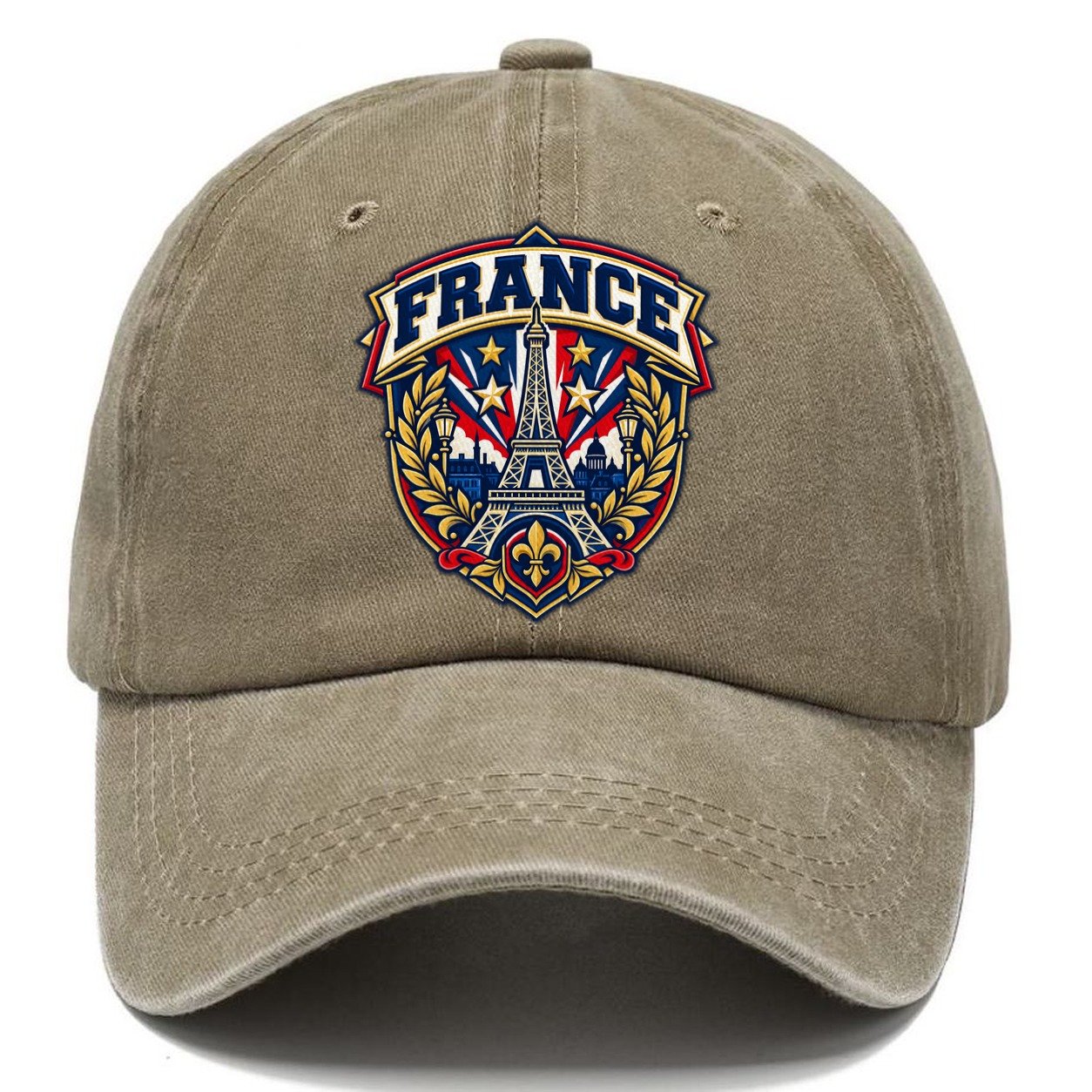 France Retro Badge Country Logos Classic Cap – Warm Sand