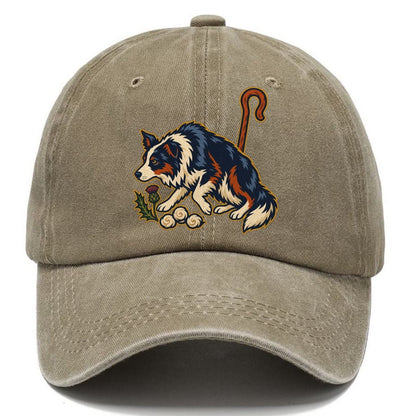 Shepherd Crook Sheepdog And Wool Sprig Uk Culture Heritage Classic Cap – Warm Sand