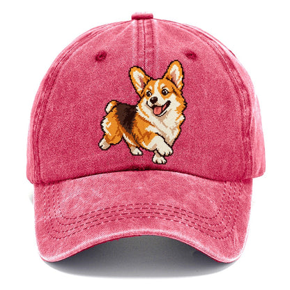 Pixel Art Corgi Classic Cap – Pomegranate Blush