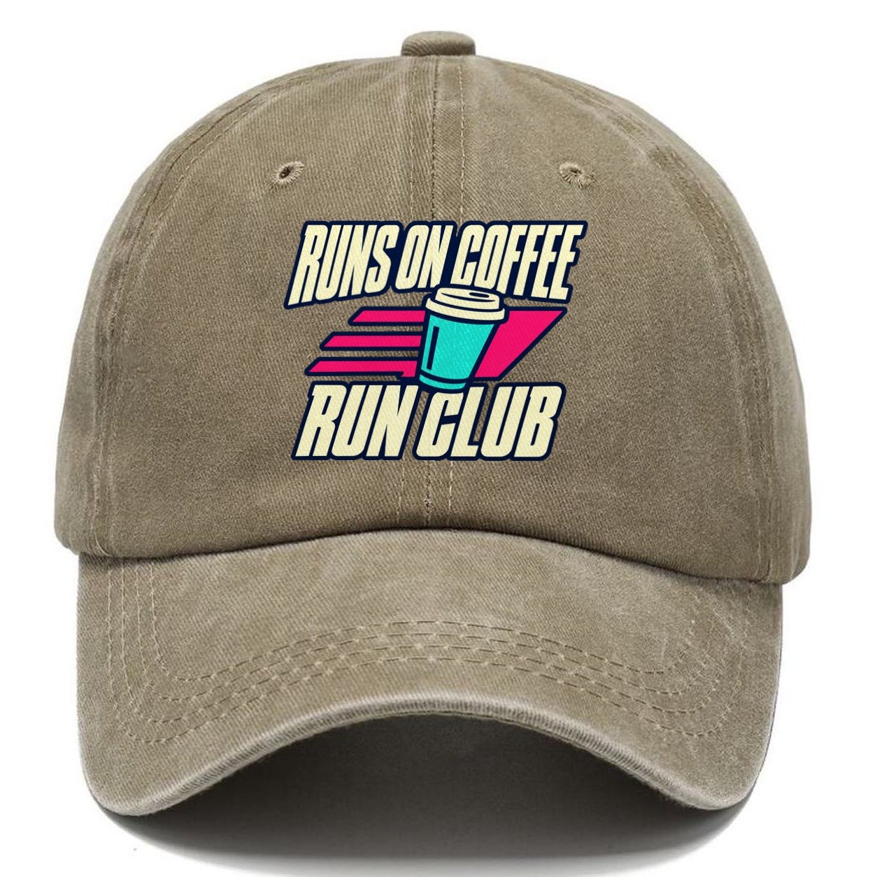 Runs On Coffee Run Club 90S Running Clubs Classic Cap – Warm Sand