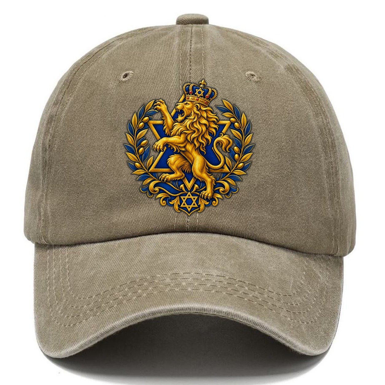 Lion Of Judah Heraldic Judaism Heritage Classic Cap – Warm Sand
