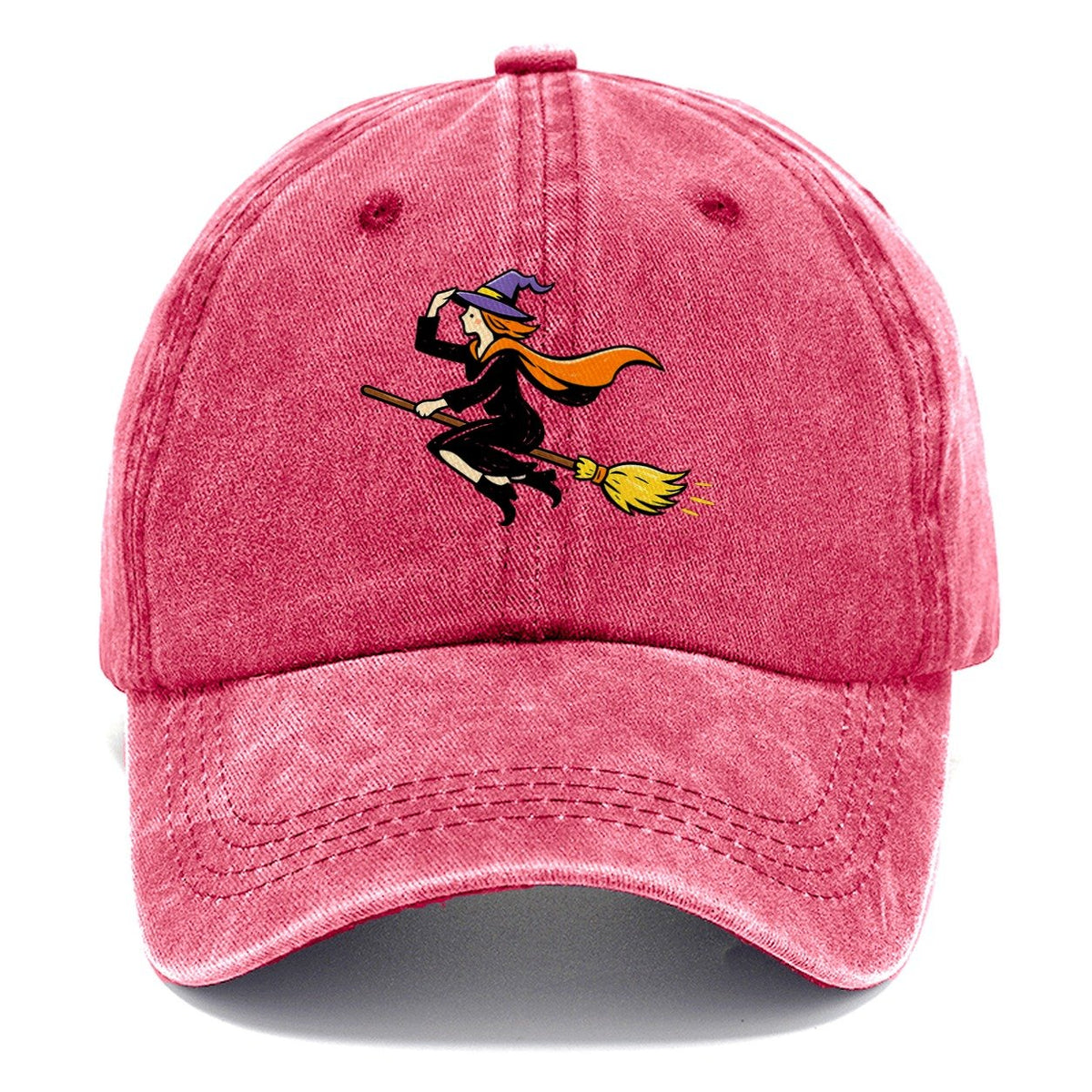 Flying Witch on Broomstick Classic Cap – Pomegranate Blush