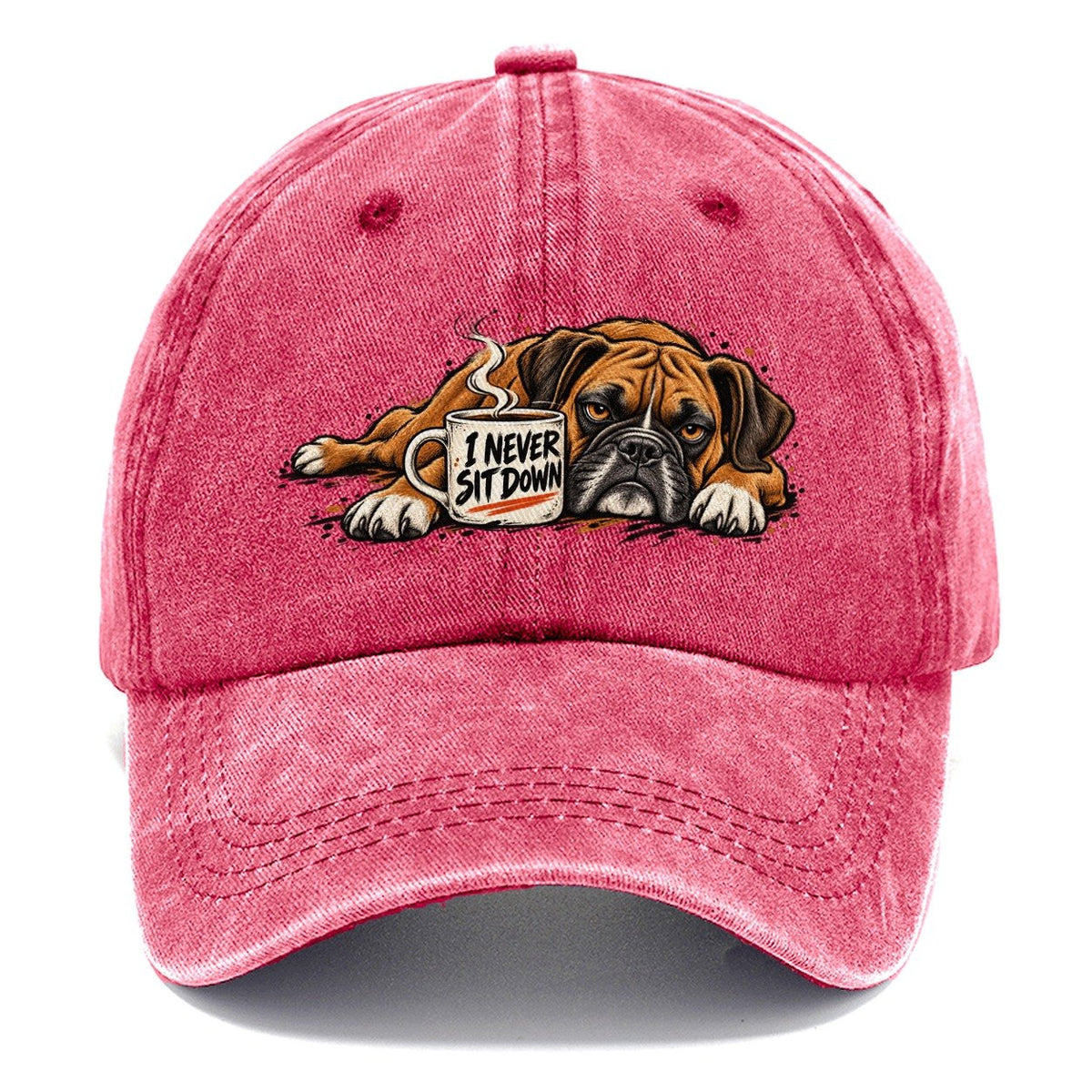 I Never Sit Down Boxer Dog Coffee Classic Cap – Pomegranate Blush