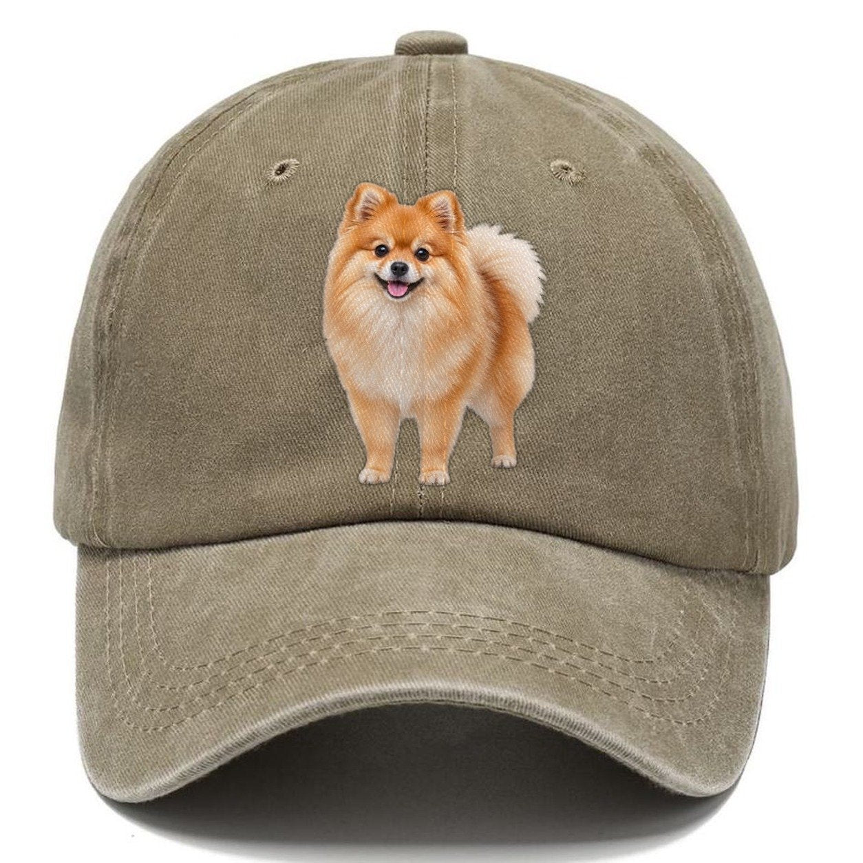 Pomeranian Standing Top Breeds Classic Cap – Warm Sand