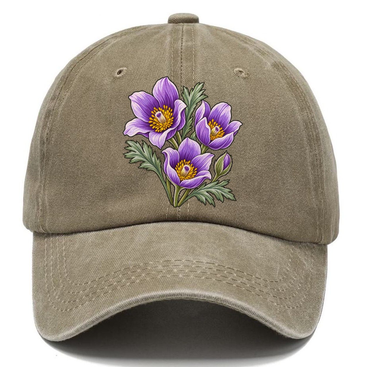 Manitoba Prairie Crocus Cluster Canada Cultural Icons Classic Cap – Warm Sand