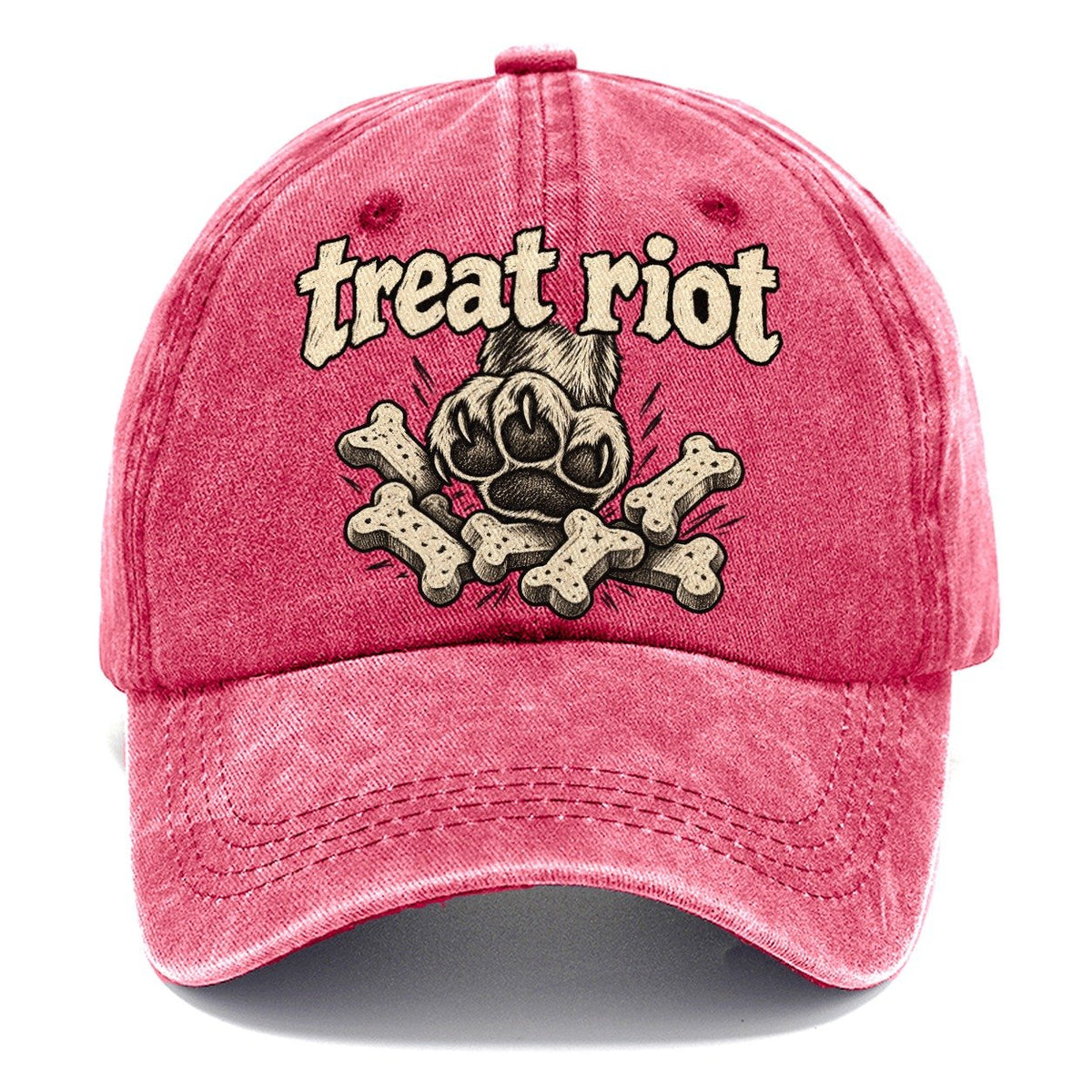 One Raised Dog Paw Above A Tumbling Scatter Of Bone Shaped Biscuits Bark For Me Classic Cap – Pomegranate Blush
