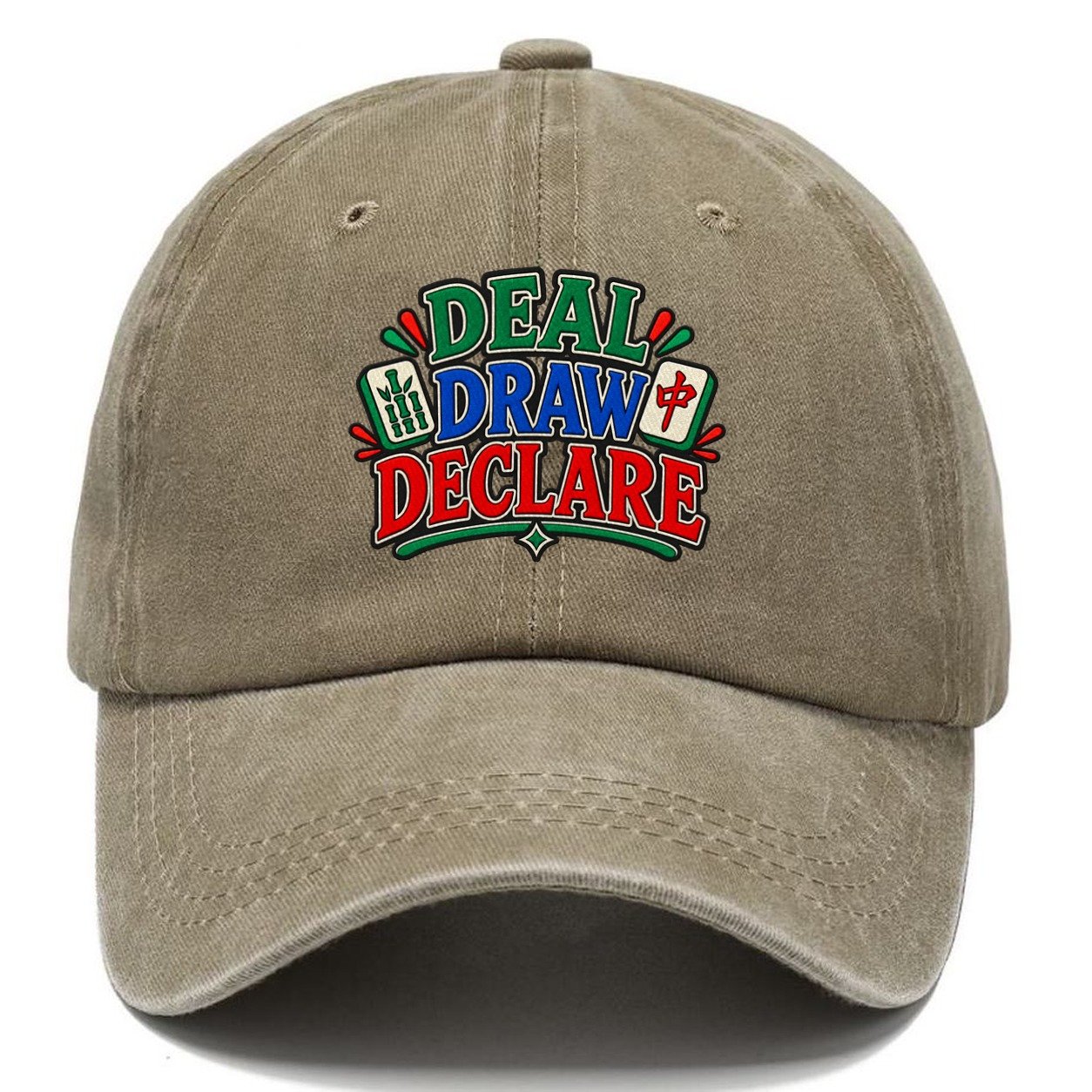 Deal Draw Declare Mahjong Game Night Classic Cap – Warm Sand