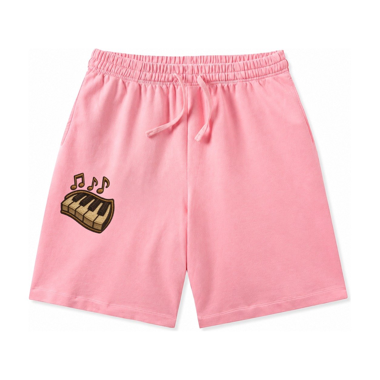 Piano Keys Ivory And Ebony Keys With Music Notes Washed Shorts – Pink