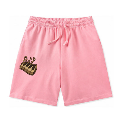 Piano Keys Ivory And Ebony Keys With Music Notes Washed Shorts – Pink