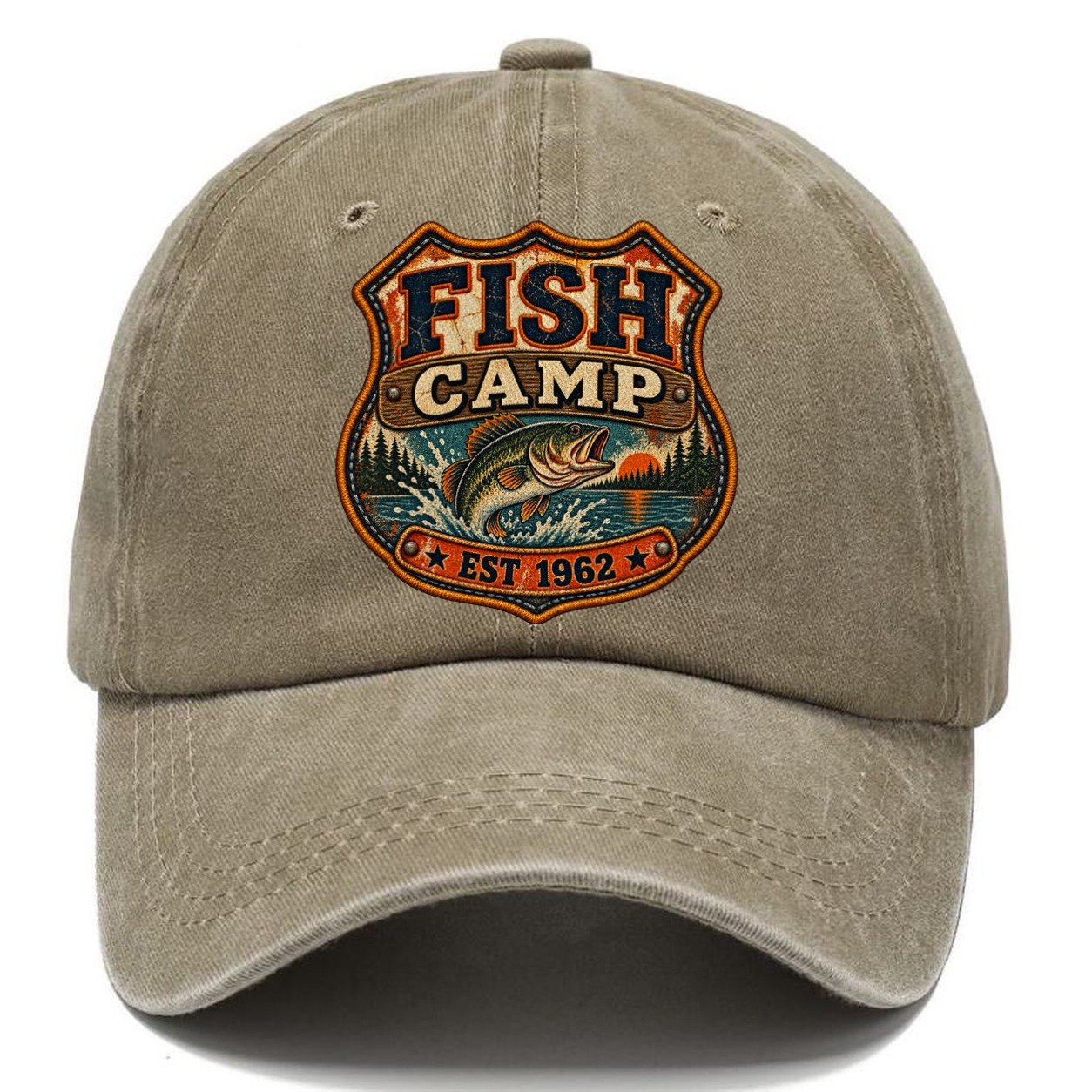 Fish Camp Est Nineteen Sixty Two Fishing Club Classic Cap – Warm Sand