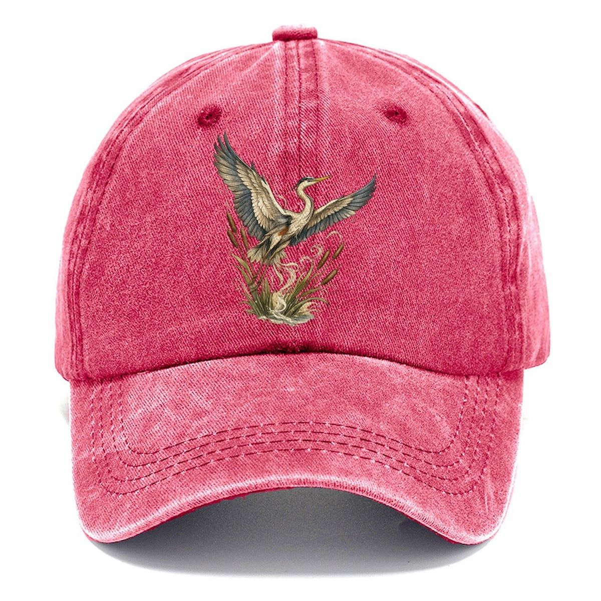 Heron Rising from Cattails Classic Cap – Pomegranate Blush
