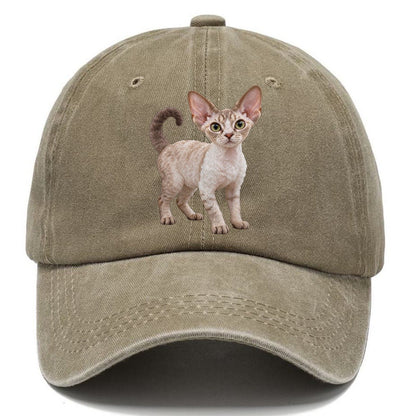 Devon Rex Standing Three Quarter Realistic Cat Portrait Classic Cap – Warm Sand