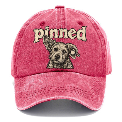 A Scruffy Dog Head With A Safety Pin Through The Ear Tag Bark For Me Classic Cap – Pomegranate Blush