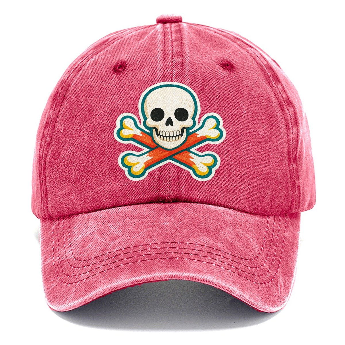 Teal Outline Skull and Crossbones Classic Cap – Pomegranate Blush