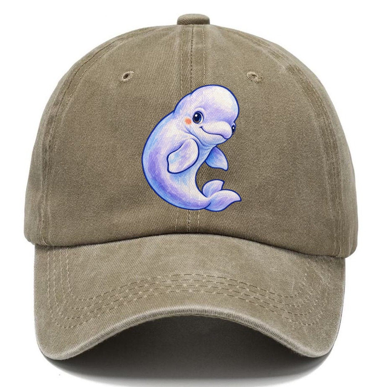 Beluga Whale Gentle Turn Sea Sprite Classic Cap – Warm Sand
