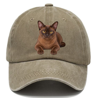 Burmese Reclining Paws Forward Realistic Cat Portrait Classic Cap – Warm Sand
