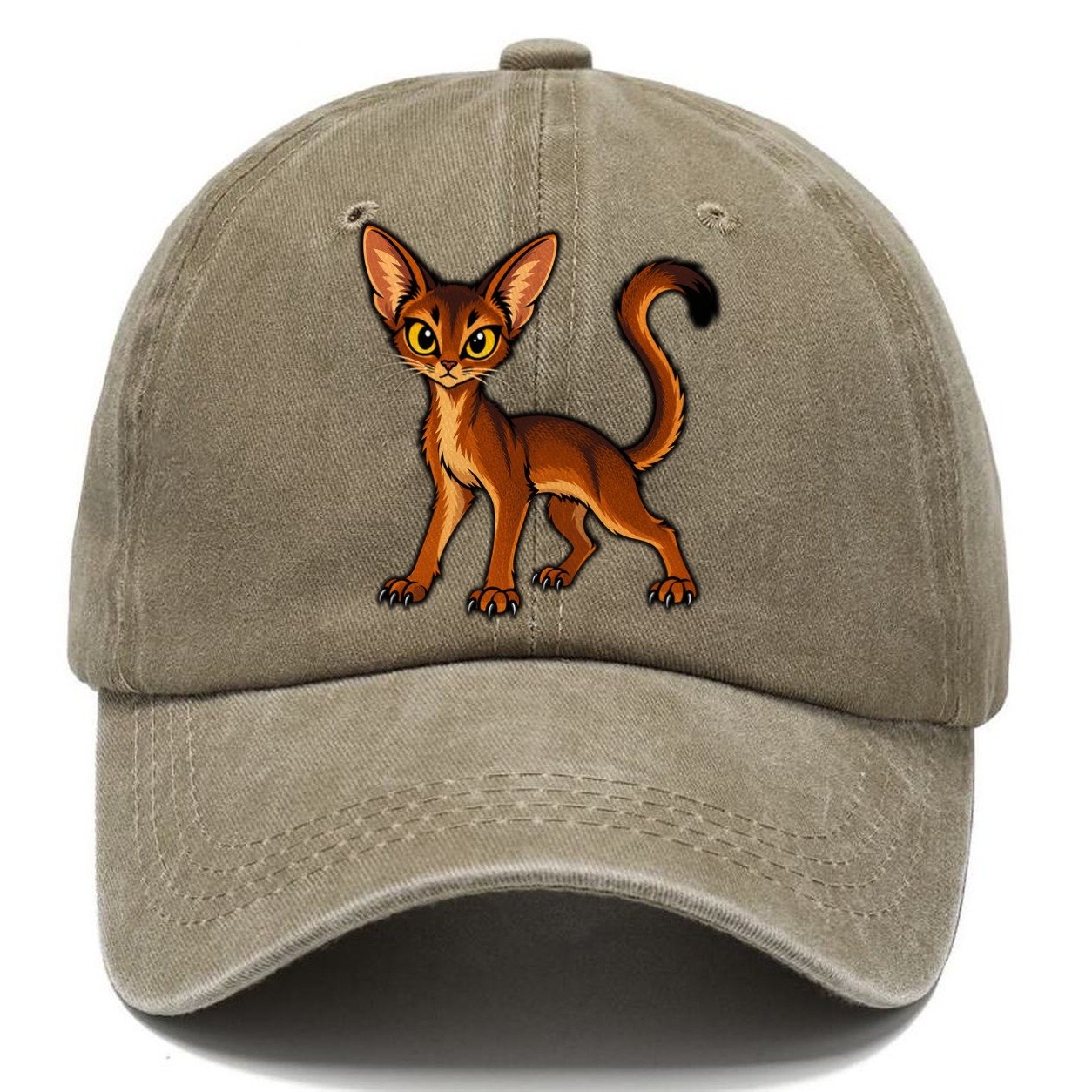 Abyssinian Alert Peeking Cats Classic Cap – Warm Sand