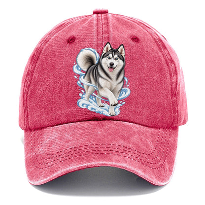 Blue-Eyed Husky Snow Swirl Classic Cap – Pomegranate Blush