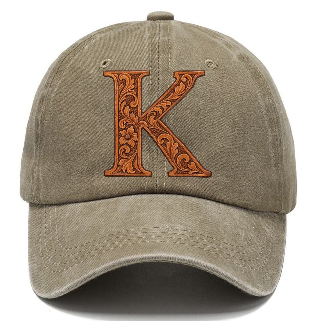 Tooled Leather K Monogram Classic Cap – Warm Sand