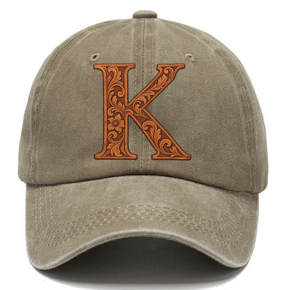 Tooled Leather K Monogram Classic Cap – Warm Sand