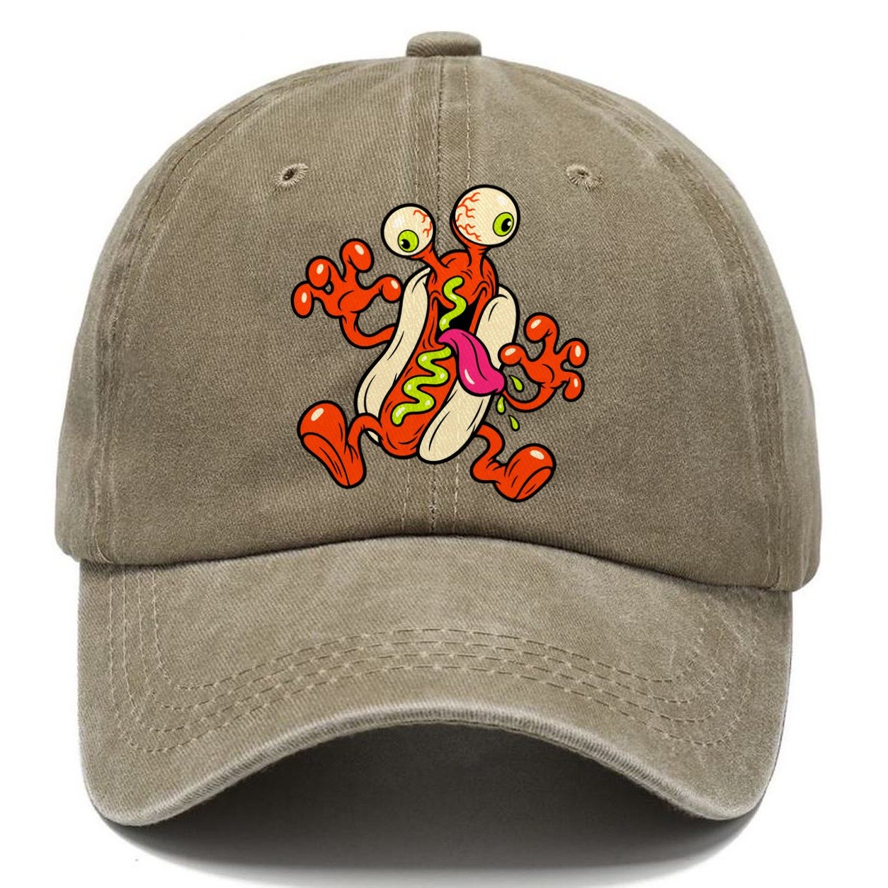 Bug Eyed Hot Dog Crazy Styles Classic Cap – Warm Sand