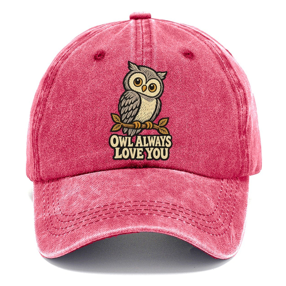 Woodcut Owl Animal Puns Classic Cap – Pomegranate Blush