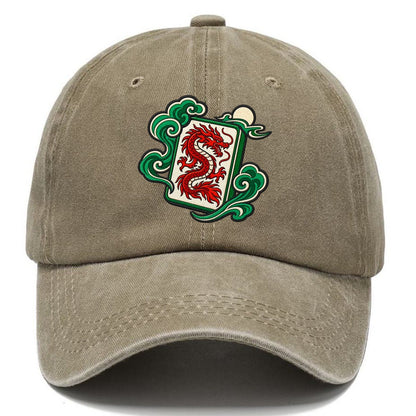 Red Dragon Mahjong Game Night Classic Cap – Warm Sand