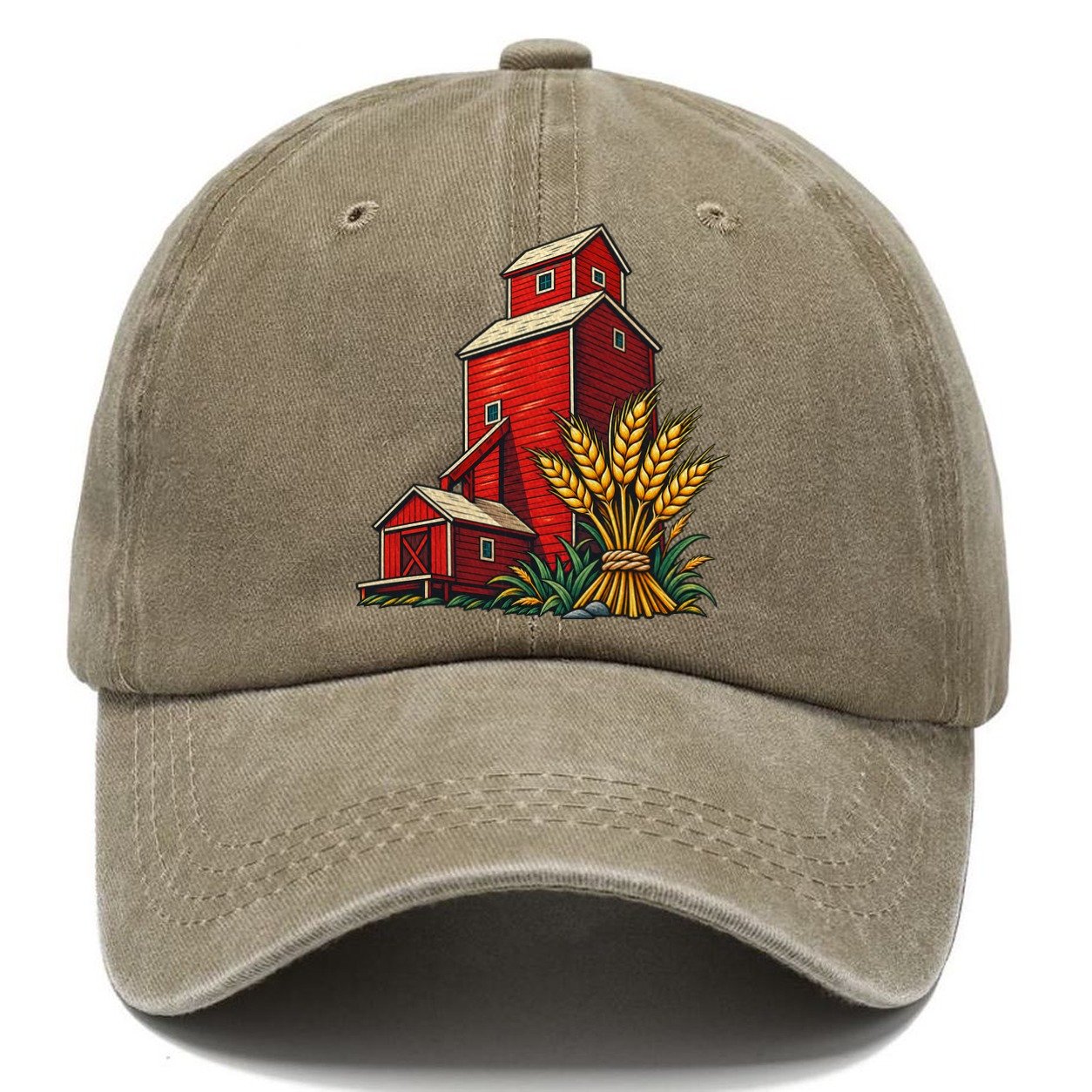 Prairie Grain Elevator And Wheat Sheaf Canada Cultural Icons Classic Cap – Warm Sand