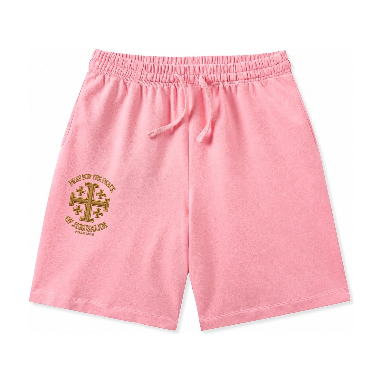Jerusalem Cross Washed Shorts – Pink