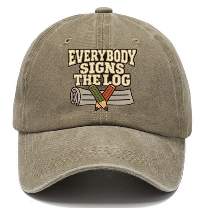 Everybody Signs The Log Geocaching Classic Cap – Warm Sand